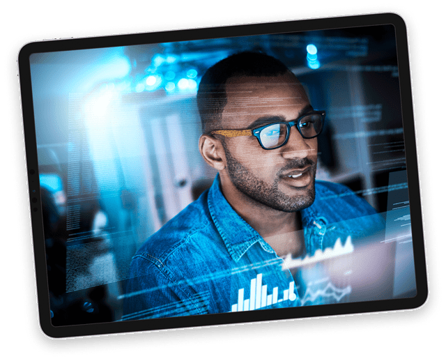 ipad with image of black professional working in tech